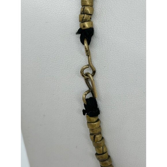 Ethnic Tribal Necklace with Bloodstone Jasper Pendant Brass Setting and Beads - Picture 7 of 15